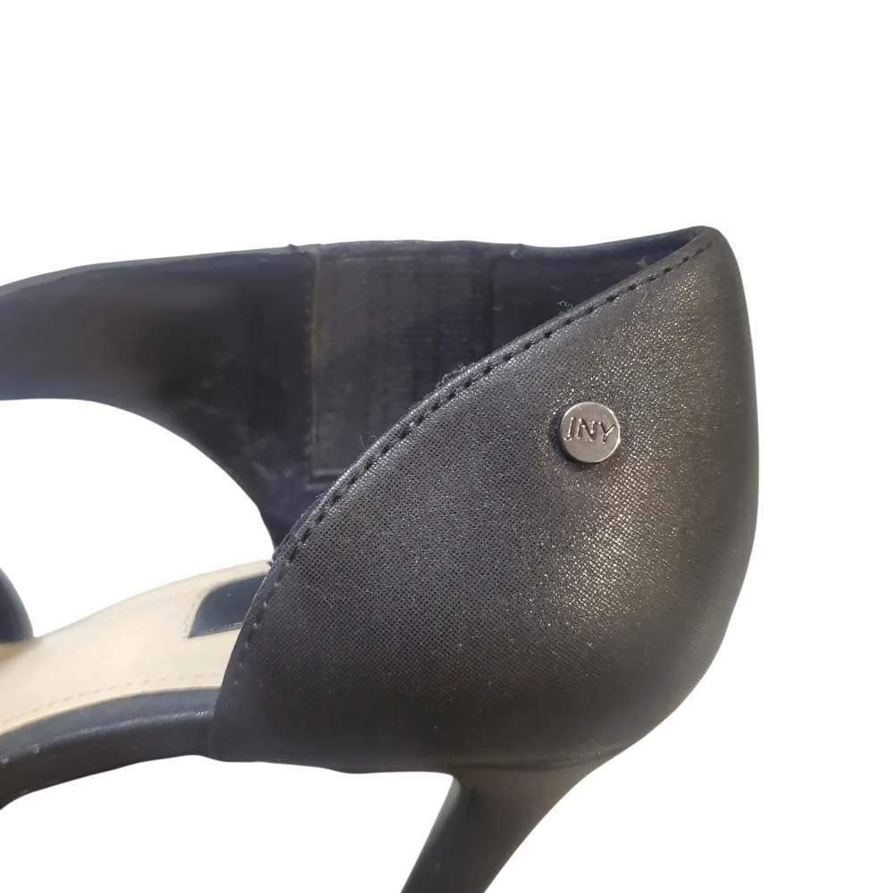 Jones New York Colette Heels Womens Size 6M Black Strappy Stiletto Slip On Pumps
